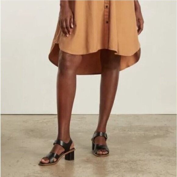 NEW EVERLANE The Italian Leather Buckle Heel Black Adjustable 9 - Picture 3 of 7